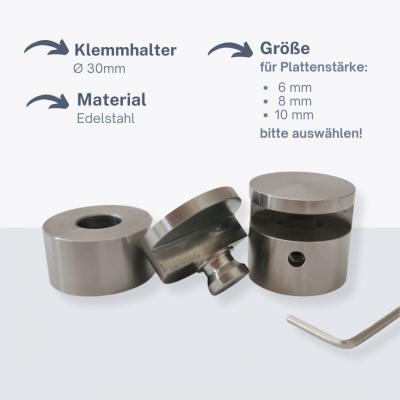 Klemmhalter Edelstahl Befestigung 30 mm groß